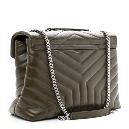 Saint Laurent Calfskin Y Quilted Monogram Medium Loulou Chain Satchel Military Olive 4 of 15