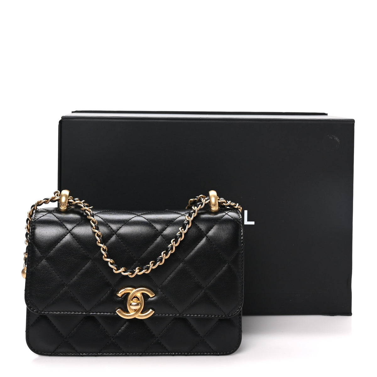 Calfskin Quilted Mini Perfect Fit Flap Black Black Black