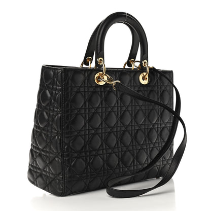 Christian Dior Lambskin Cannage Large Lady Dior Black 3 of 10