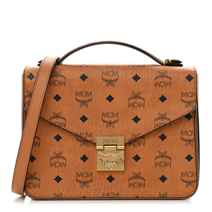 MCM Visetos Medium Patricia Satchel Cognac 1 of 14