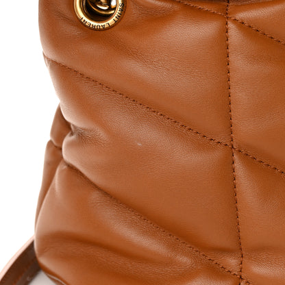Saint Laurent Lambskin Quilted Small Loulou Puffer Monogram Chain Satchel Dark Honey 14 of 16