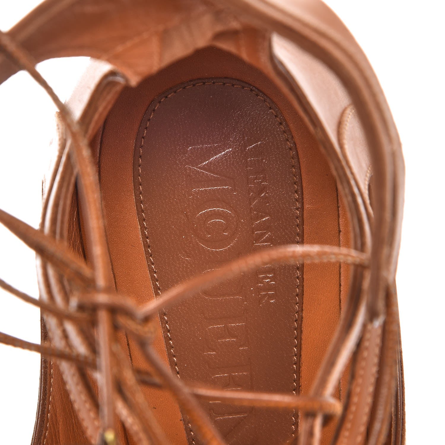 Alexander McQueen Caflskin Lace Up Gladiator Sandals 37.5 Tan 9 of 16