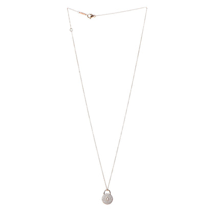 Tiffany 18K Rose Gold Diamond Lock Pendant Necklace 3 of 7