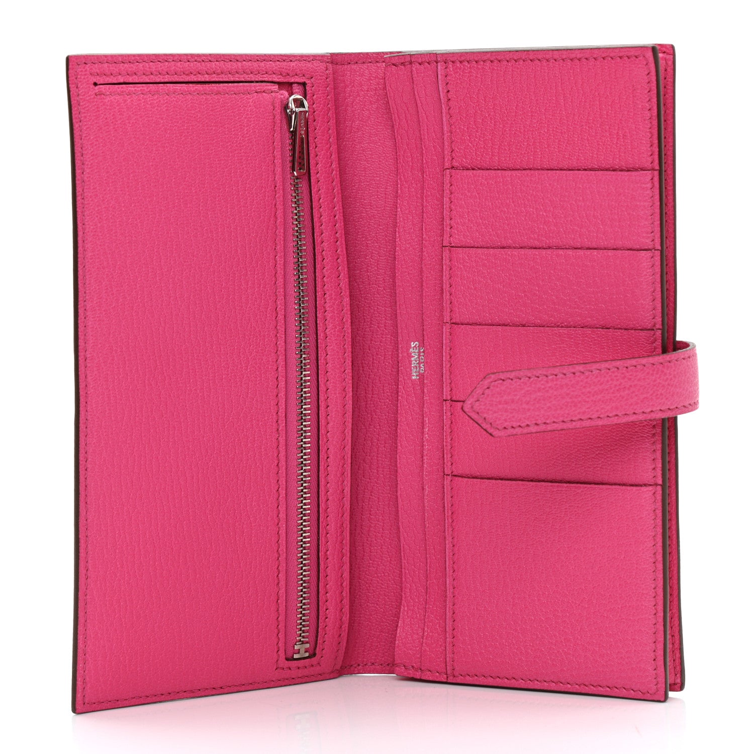 Hermes Chevre Mysore Bi-Color Bearn Gusset Wallet Etoupe Rose Shocking 5 of 7