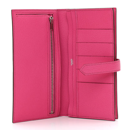 Hermes Chevre Mysore Bi-Color Bearn Gusset Wallet Etoupe Rose Shocking 5 of 7