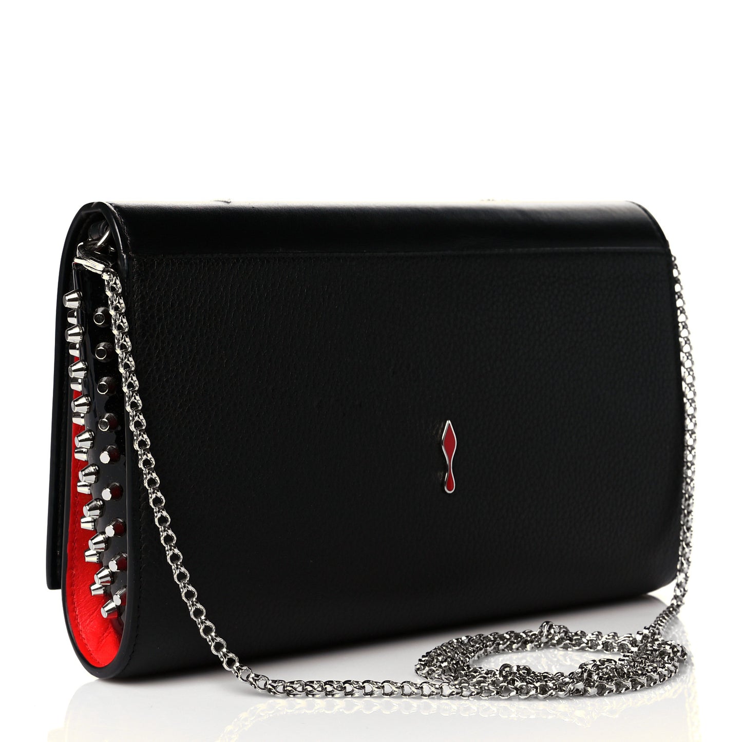 Calfskin Beaded Paloma Loubitag Clutch Black
