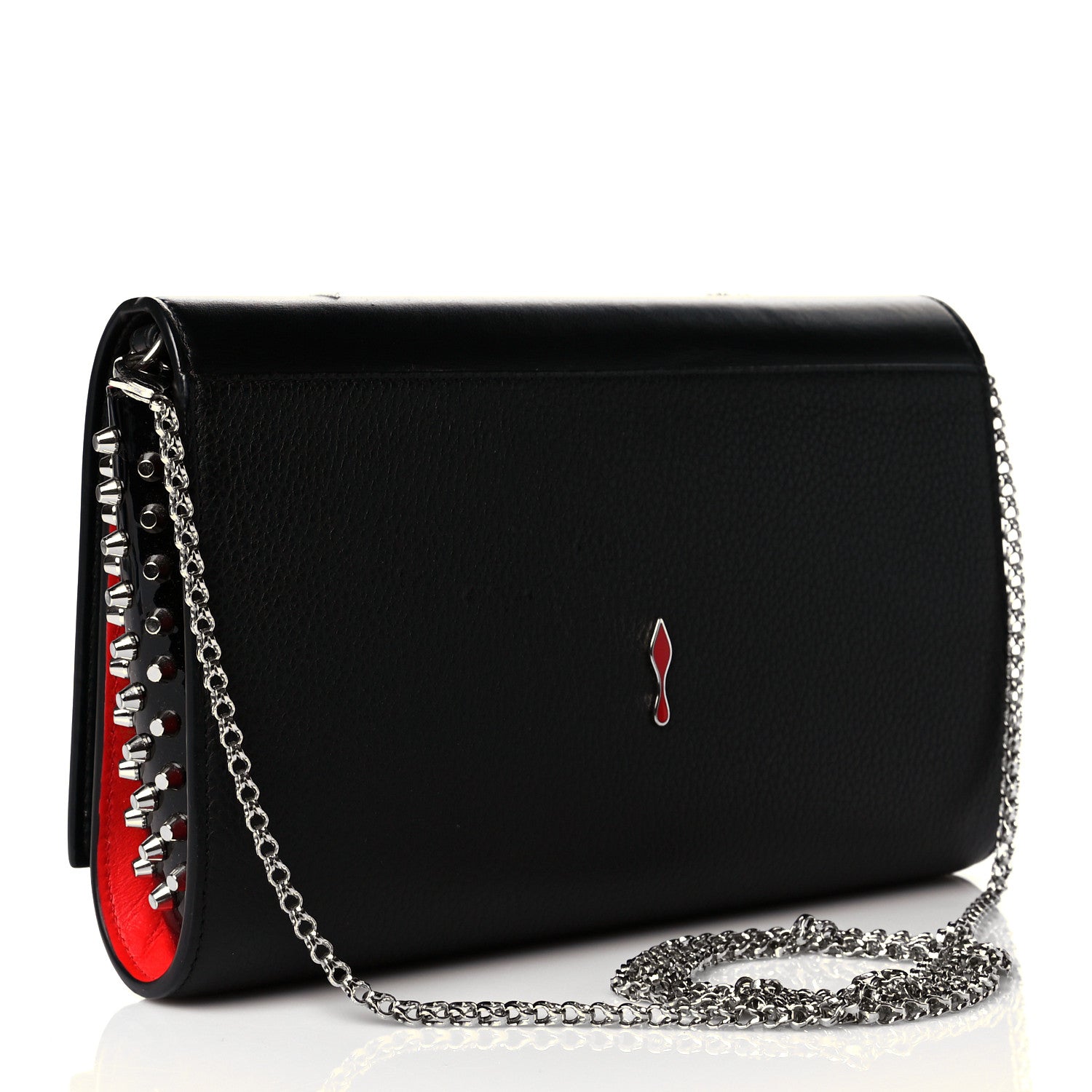Christian Louboutin Calfskin Beaded Paloma Loubitag Clutch Black 2 of 9