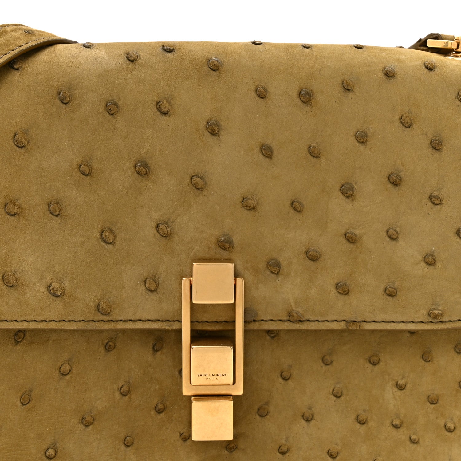Saint Laurent Ostrich Carre Satchel Green 8 of 10