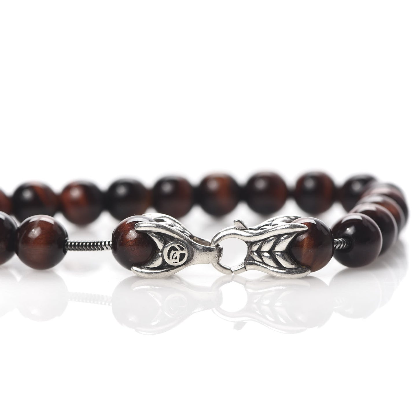 Sterling Silver Red Tiger Eye 8mm Spiritual Beads Bracelet