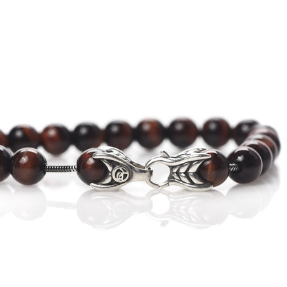 David Yurman Sterling Silver Red Tiger Eye 8mm Spiritual Beads Bracelet 4 of 6