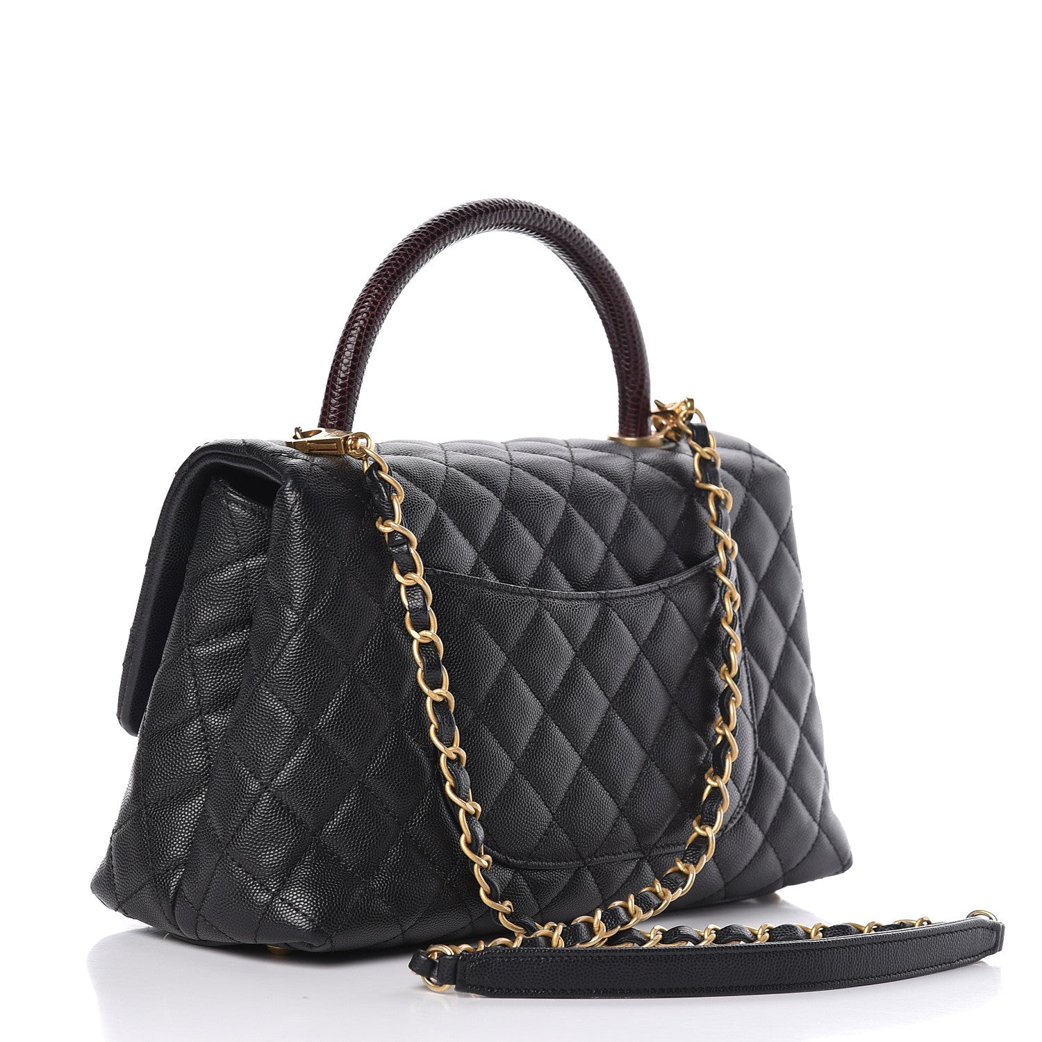 Chanel Caviar Lizard Quilted Small Coco Handle Flap Black 3 of 12