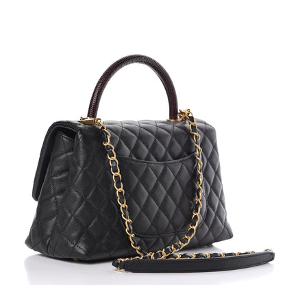 Chanel Caviar Lizard Quilted Small Coco Handle Flap Black 3 of 12