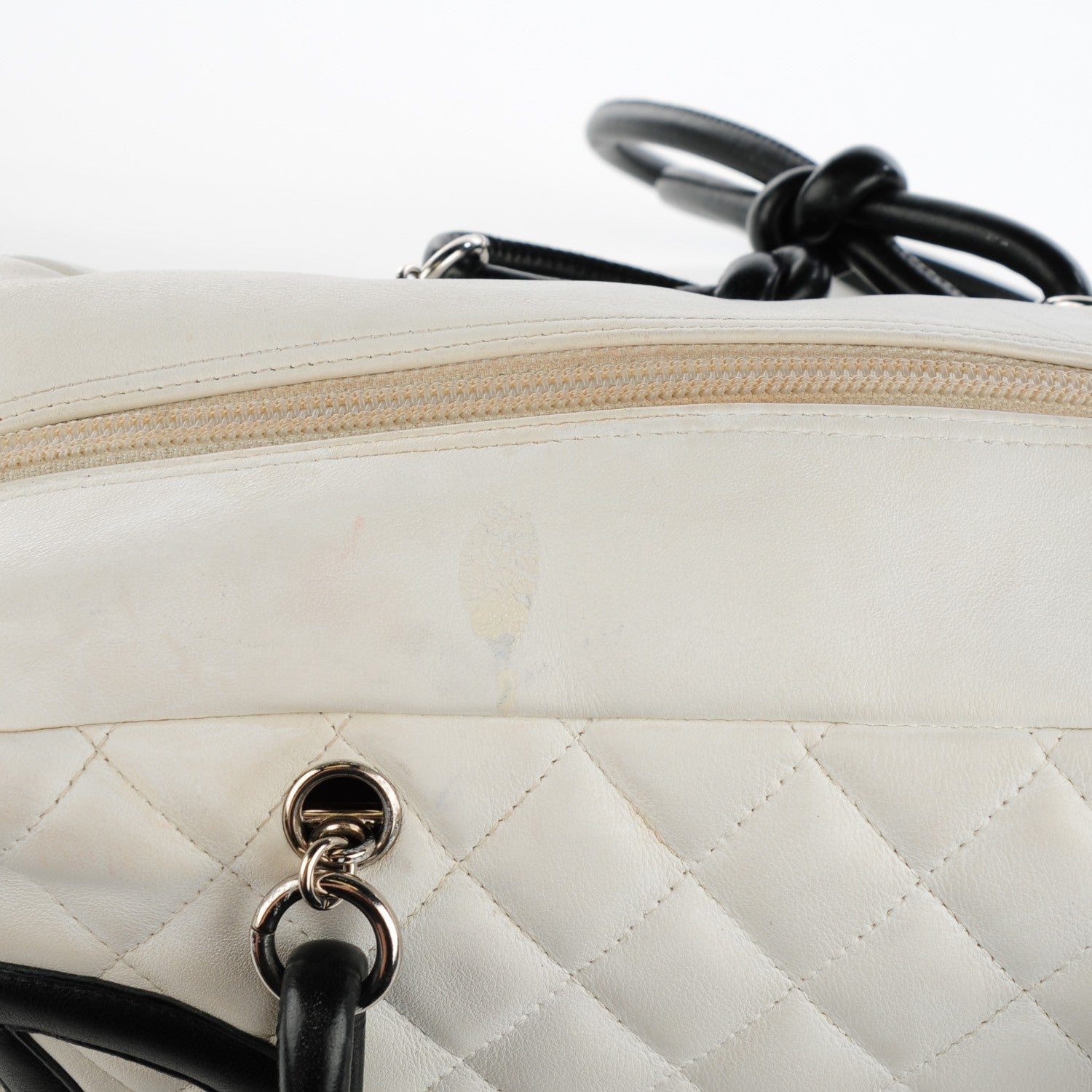 Chanel Calfskin Quilted Large Cambon Bowler White Black 11 of 11