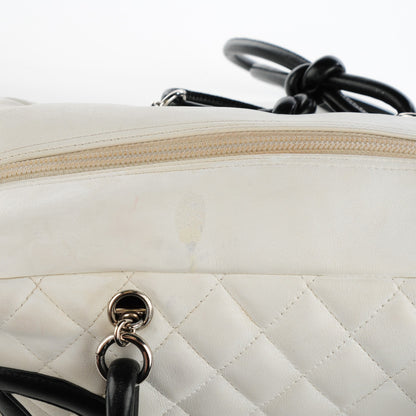 Chanel Calfskin Quilted Large Cambon Bowler White Black 11 of 11