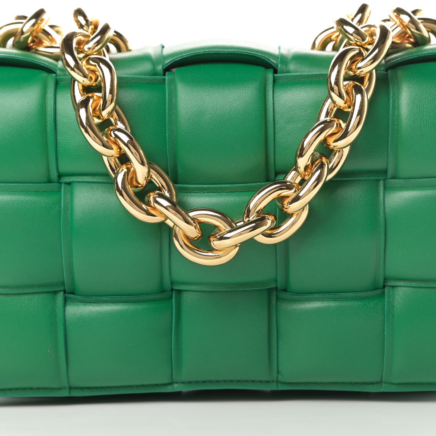 Lambskin Maxi Intreccio Padded Chain Cassette Crossbody Bag Racing Green