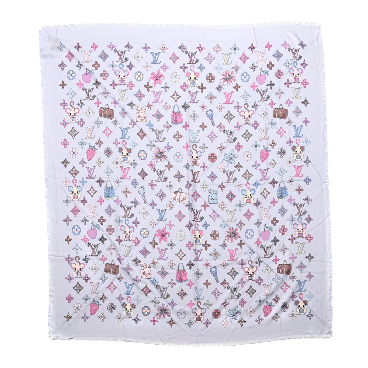 Silk Wool Monogram Vuittonite Rat Shawl Purple Multicolor