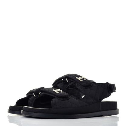 Chanel Fabric Velcro Dad Sandals 39 Black 3 of 8