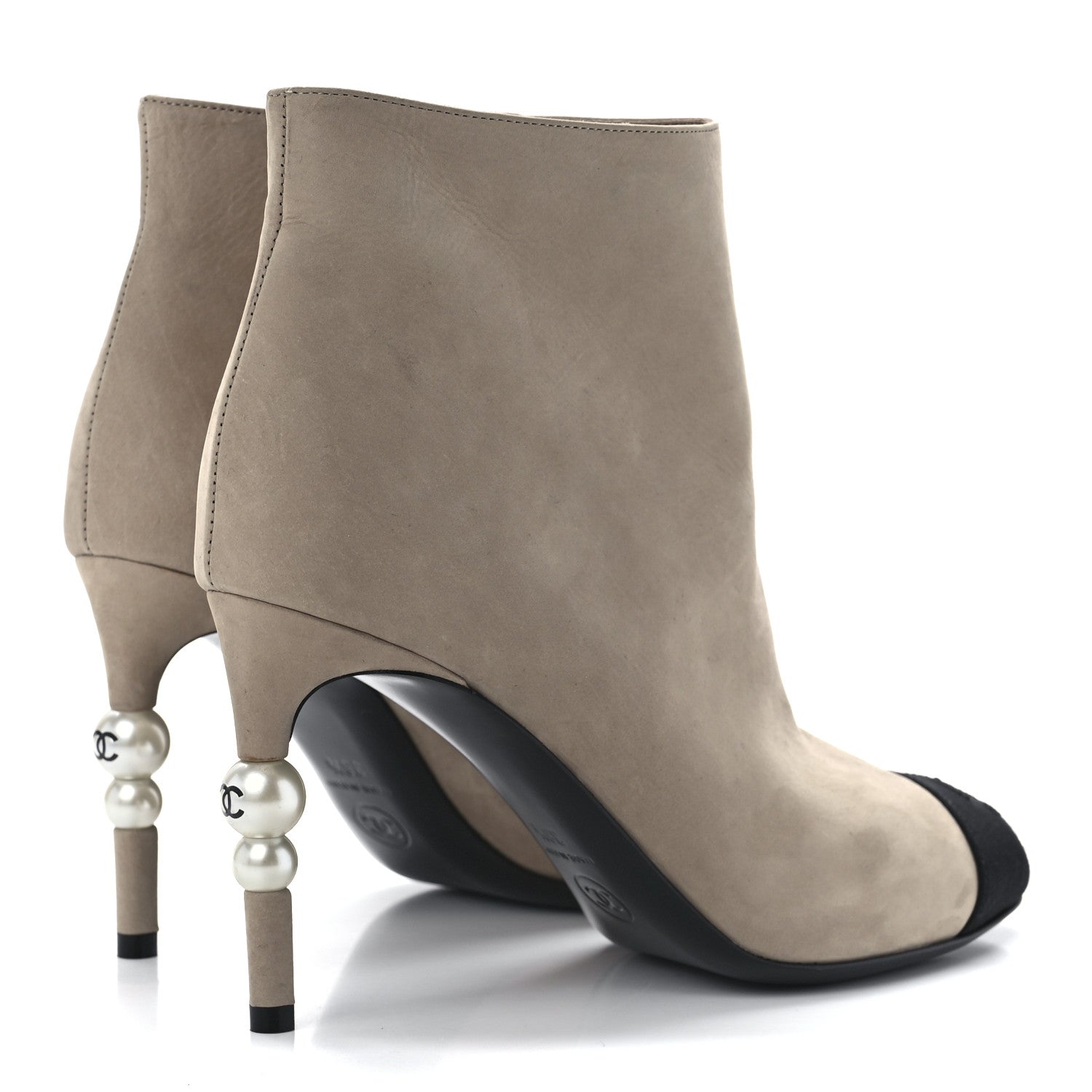 Chanel Suede Grosgrain Pearl Ankle Boots 36.5 Black 4 of 8