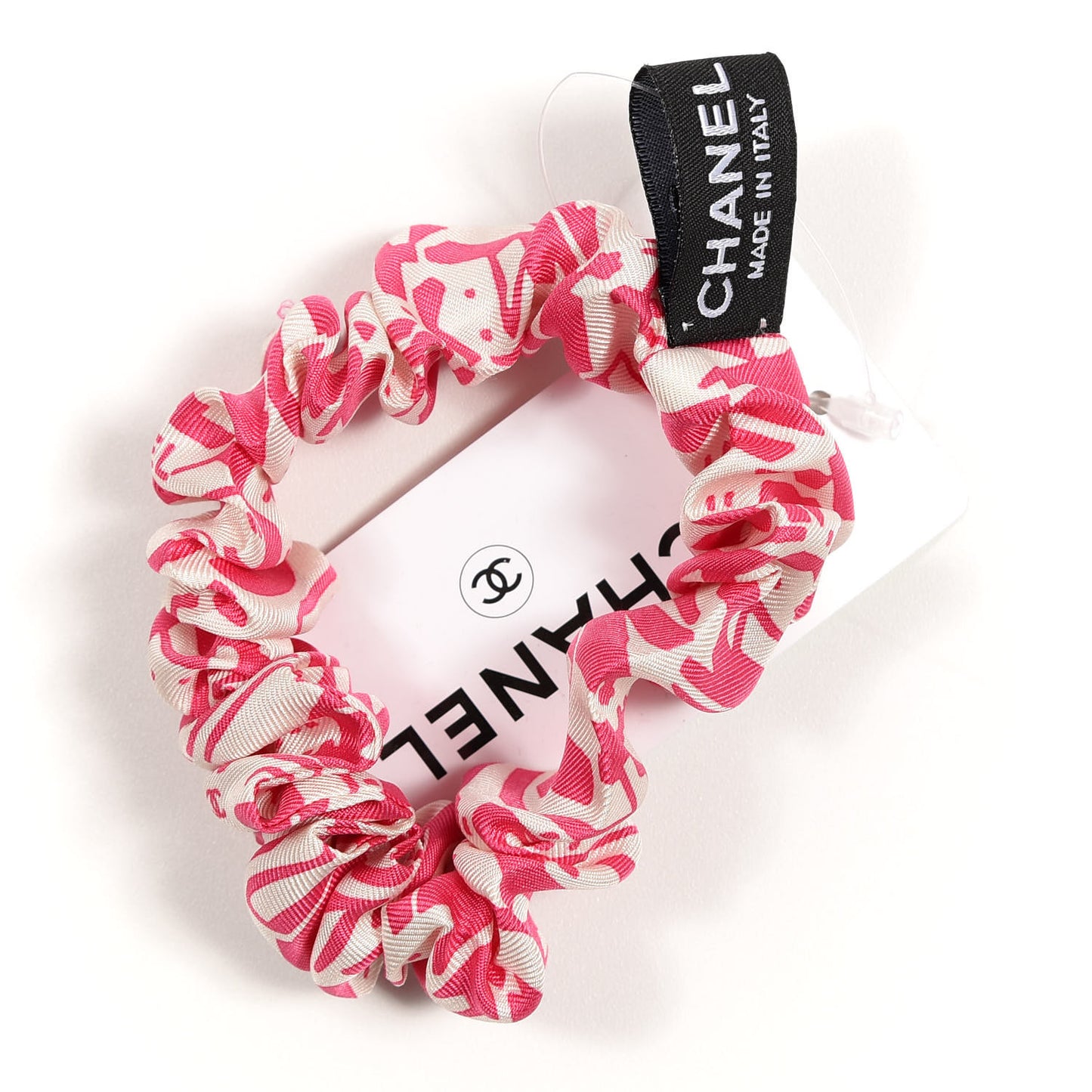 Silk Twill Hair Scarf Pink Ecru