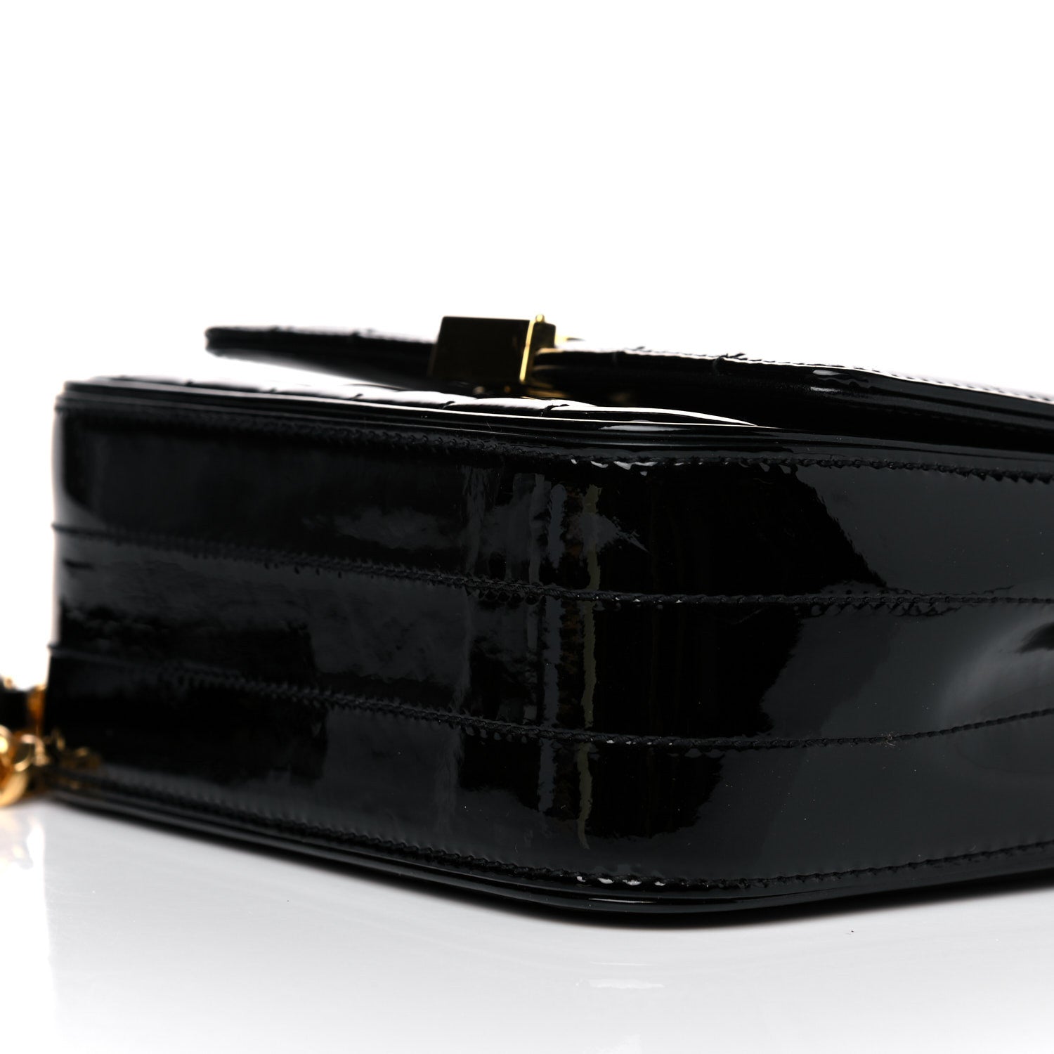Saint Laurent Patent Calfskin Matelasse Monogram Small Vicky Chain Bag Black 11 of 14