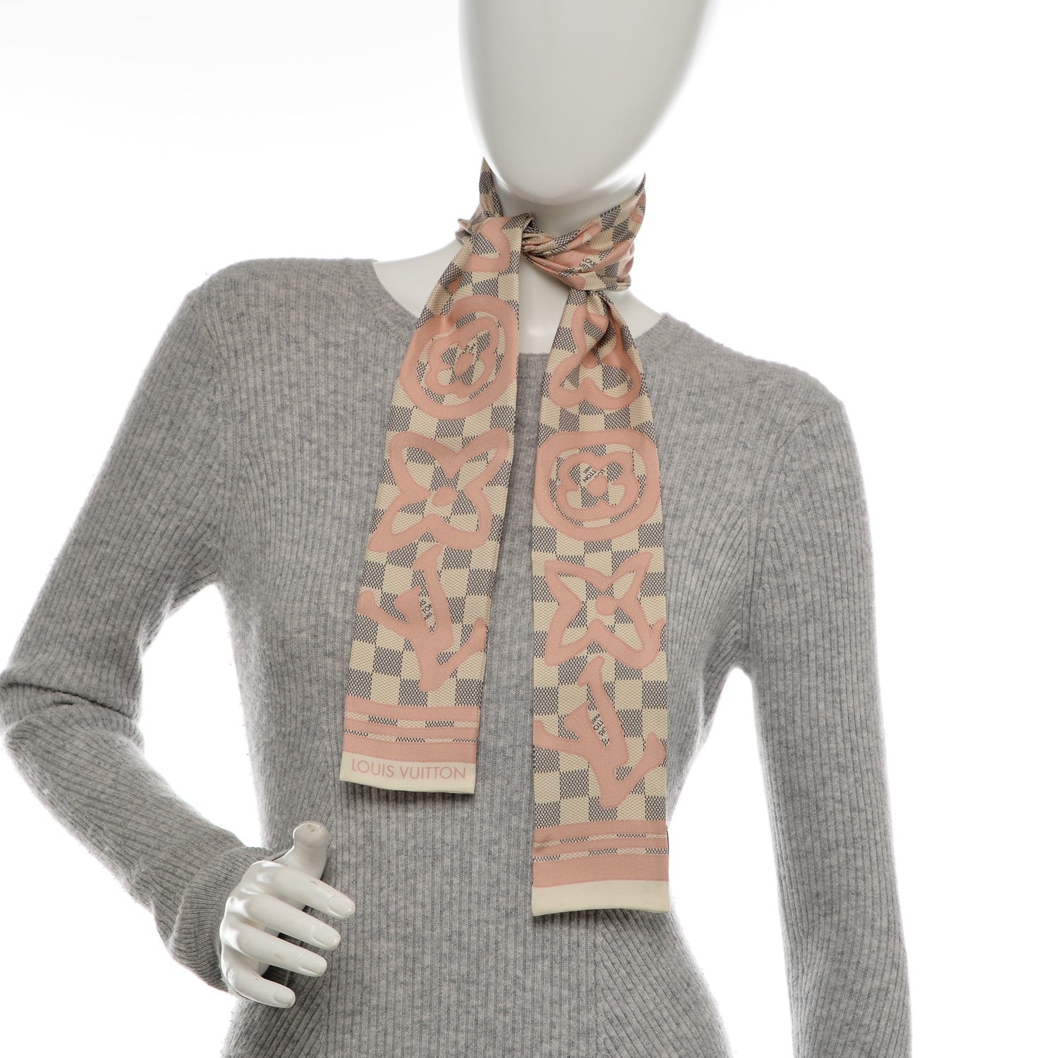 Louis Vuitton Silk Damier Azur Tahitienne Bandeau Rose Ballerine 2 of 5