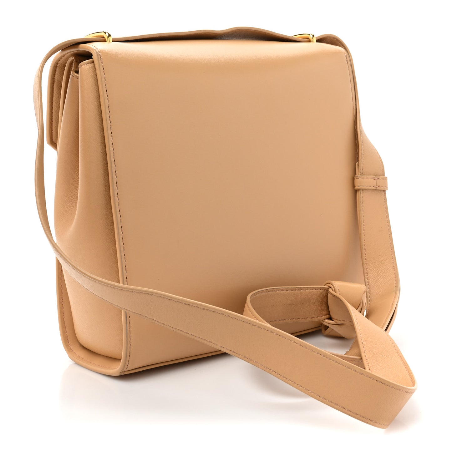 Box Calfskin Nappa Clip Bag Almond Gold