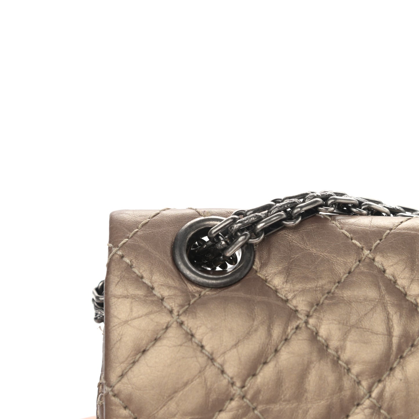 Aged Calfskin Quilted 2.55 Reissue 224 Flap Dark Gold