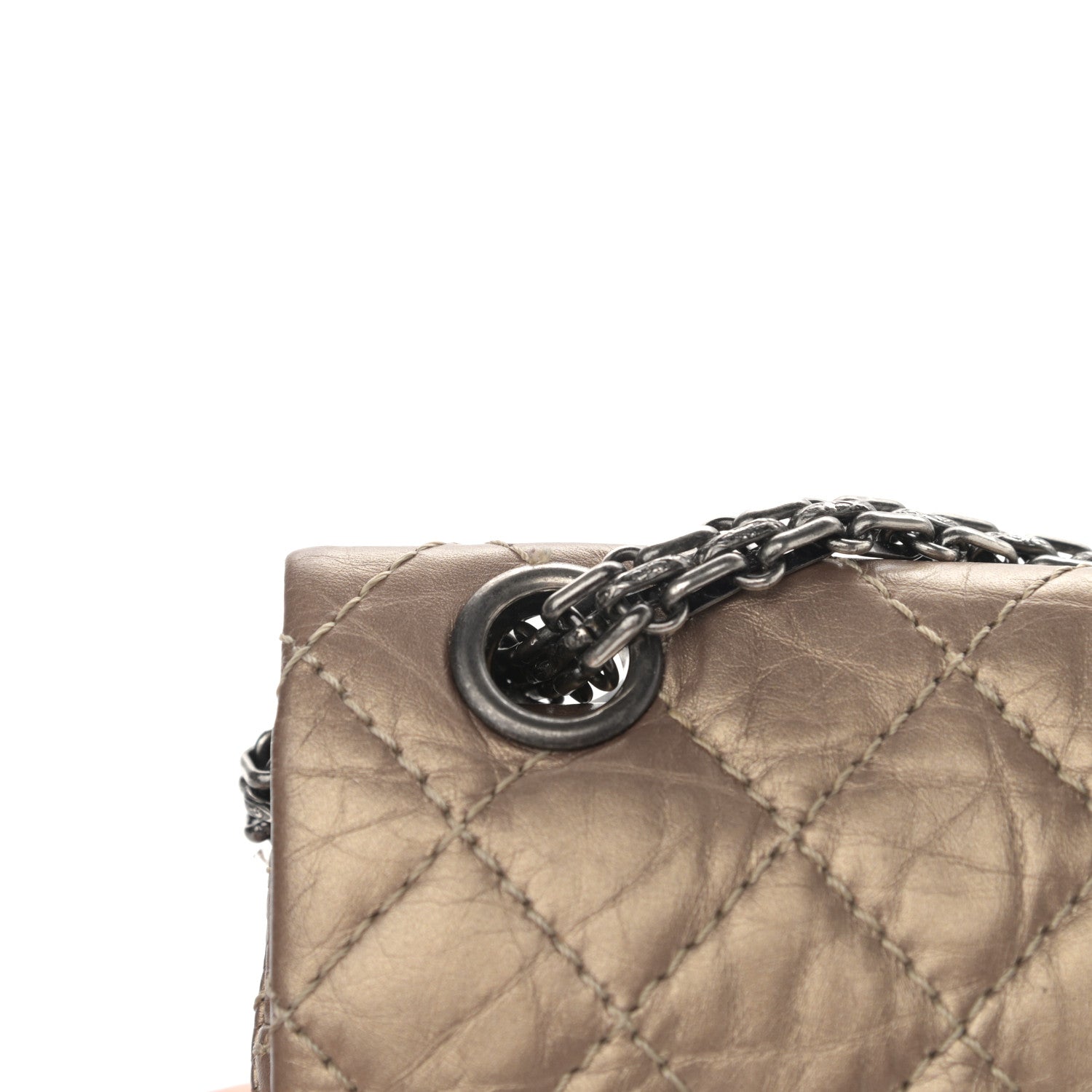 Chanel Aged Calfskin Quilted 2.55 Reissue 224 Flap Dark Gold 14 of 15