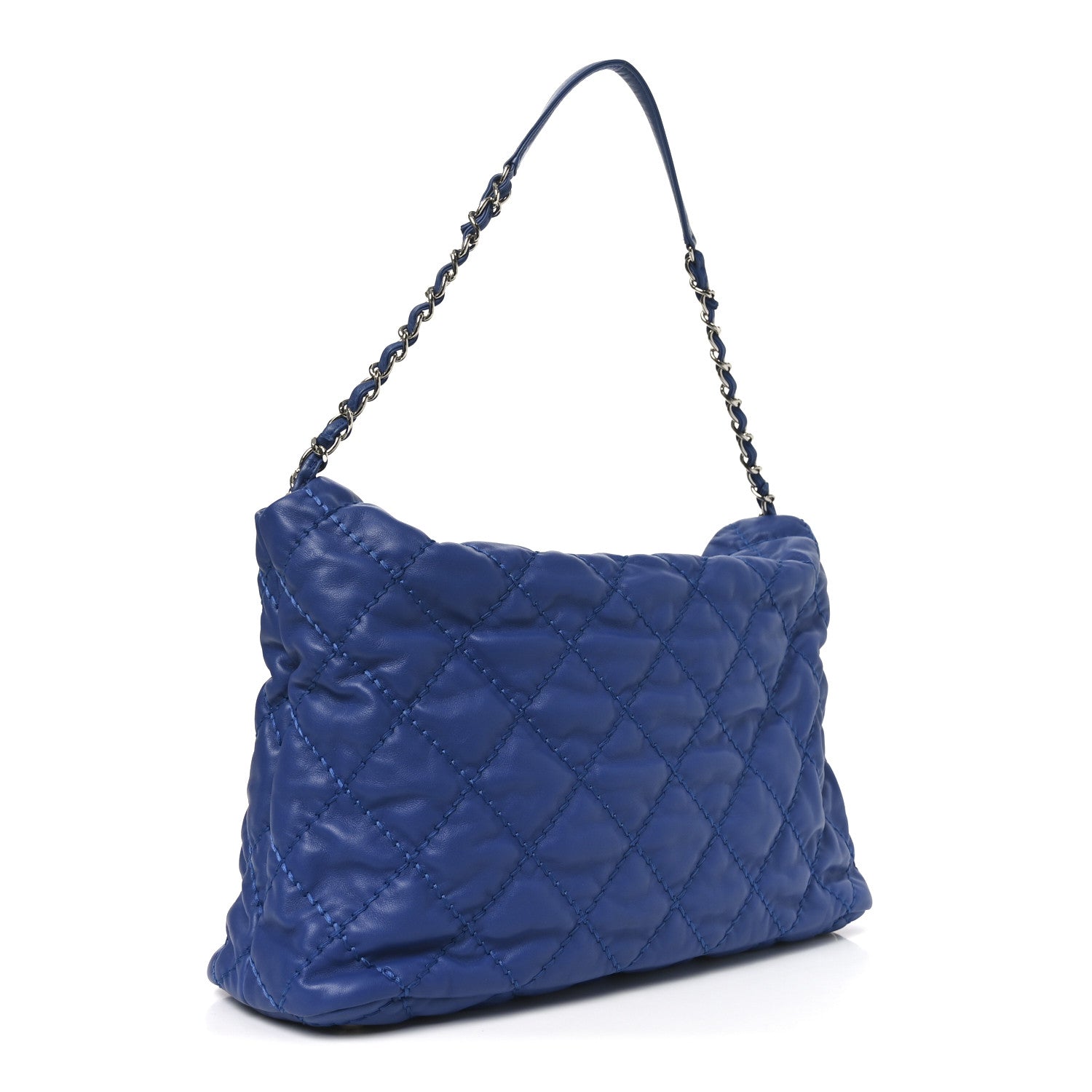 Chanel Calfskin Quilted French Riviera Hobo  Blue 3 of 10
