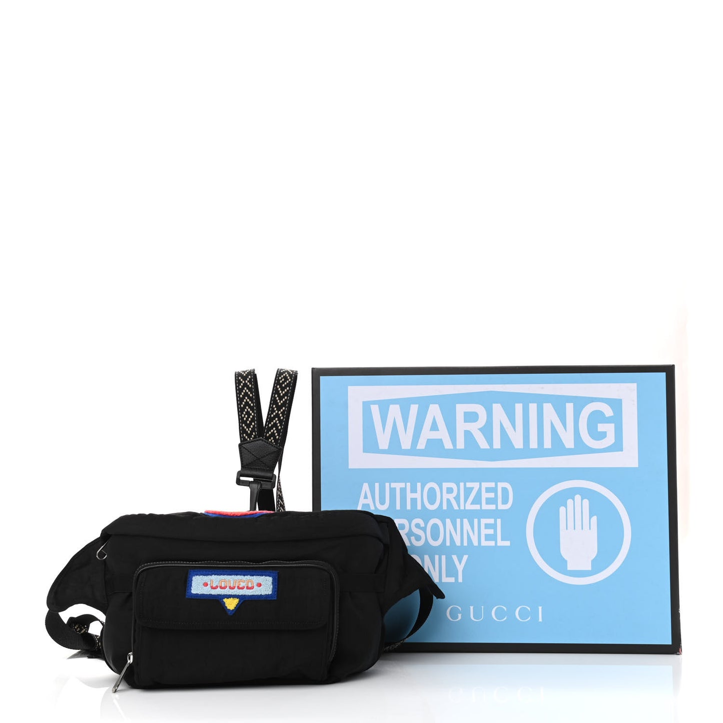 Nylon 80s Logo Patch Belt Bag Black