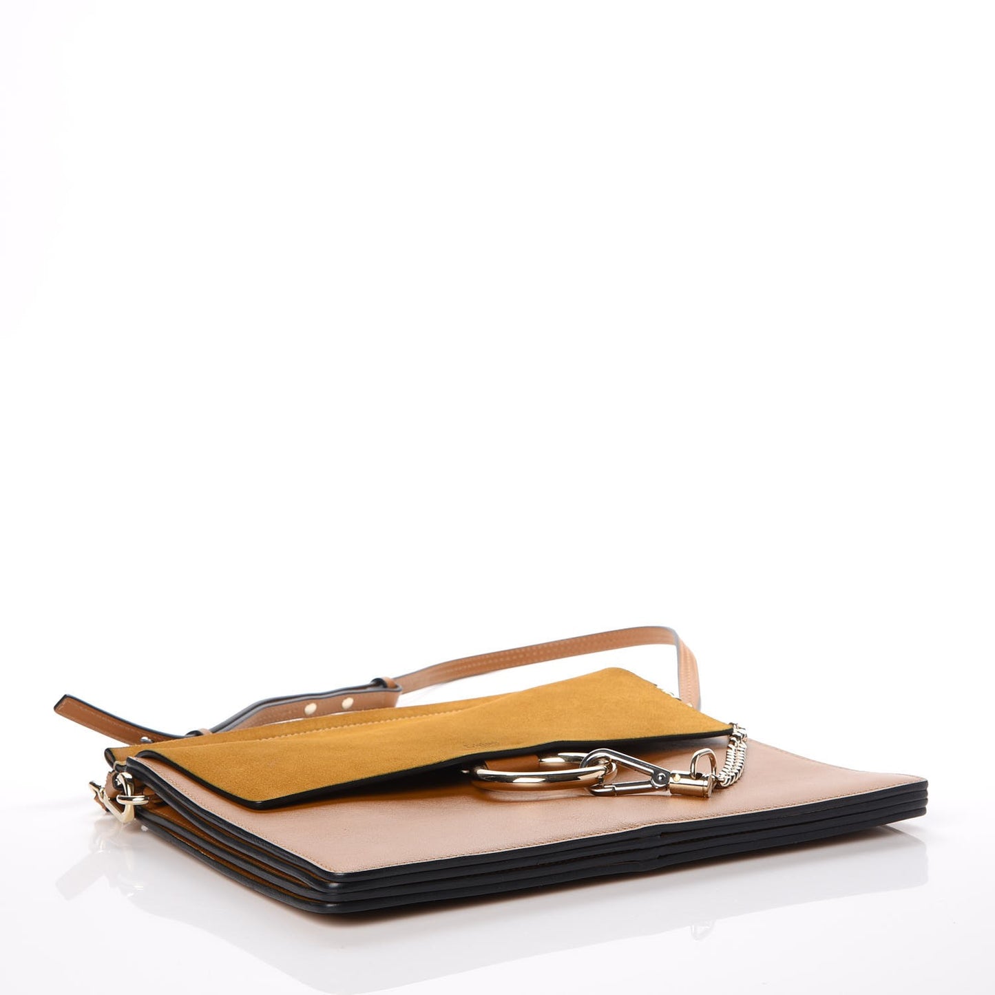 Suede Calfskin Medium Faye Shoulder Bag Mustard Brown