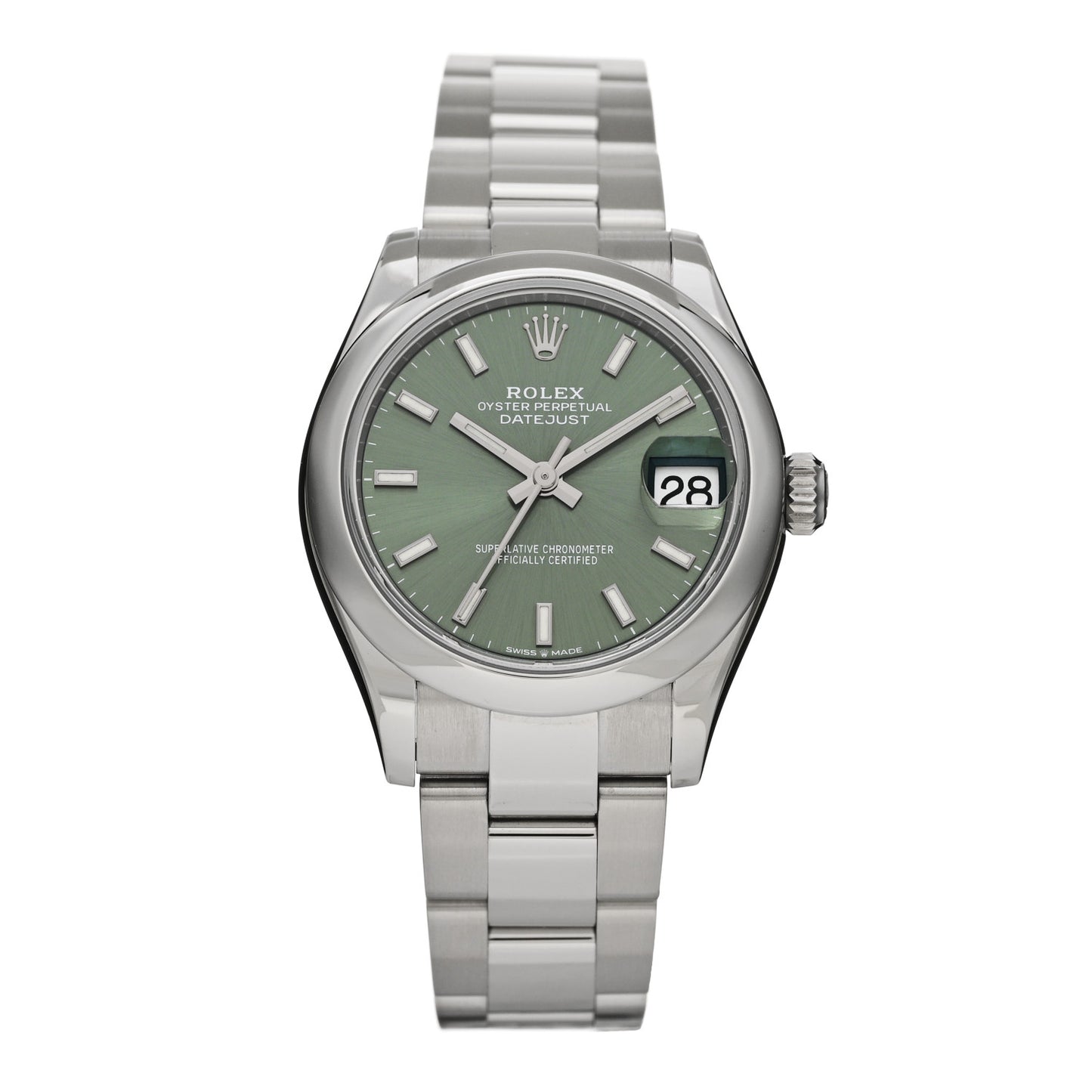 Stainless Steel 31mm Oyster Perpetual Datejust Watch Mint Green 278240