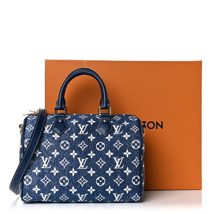 Louis Vuitton Monogram Jacquard Denim Speedy Bandouliere 25 Bleu 9 of 9