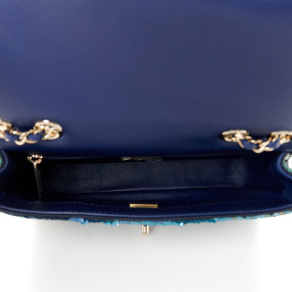 Chanel Shaded Sequins Mini Flap Light Green Dark Brown White Blue 5 of 11