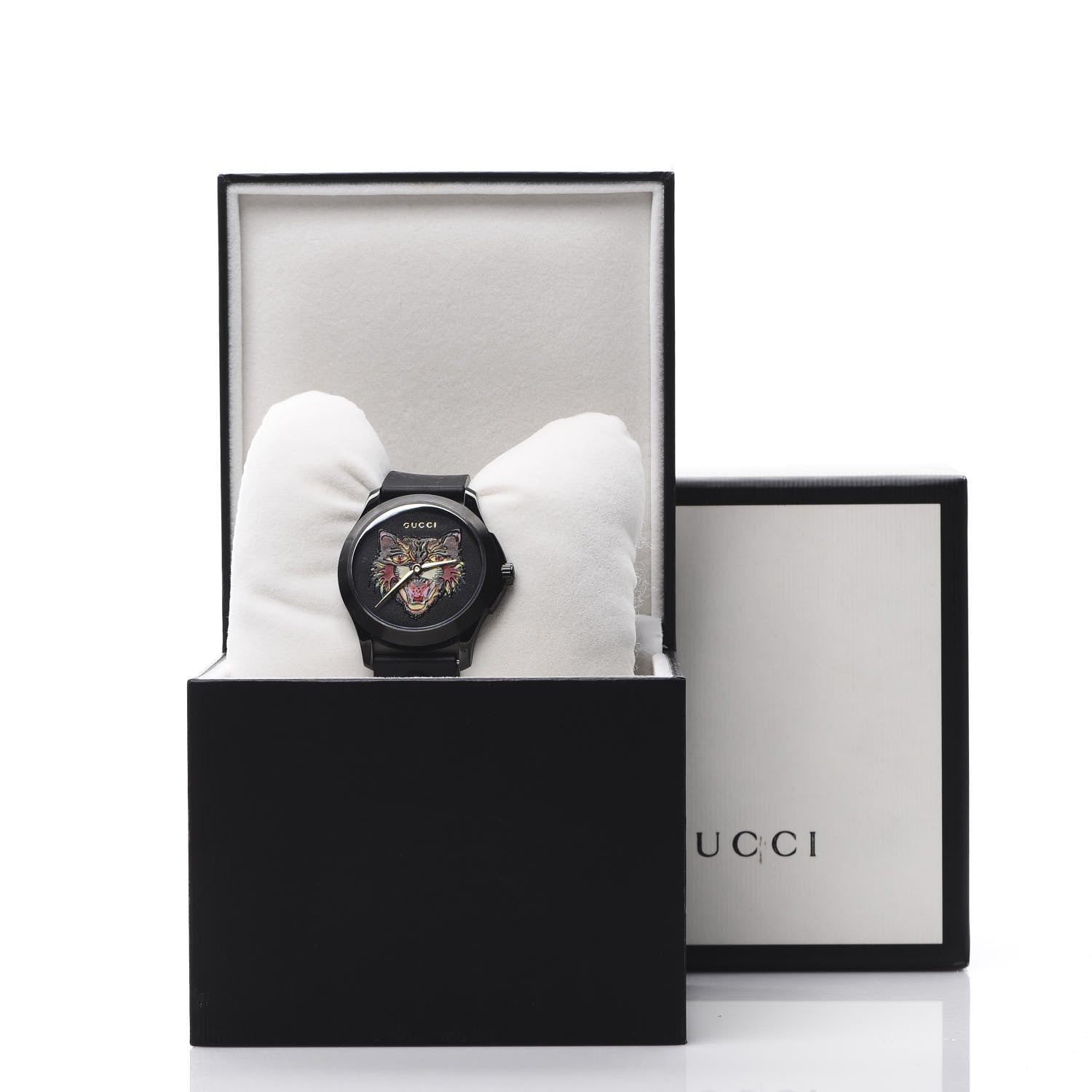 Gucci PVD Stainless Steel Rubber 38mm G-Timeless Angry Cat Quartz Watch Black 8 of 8