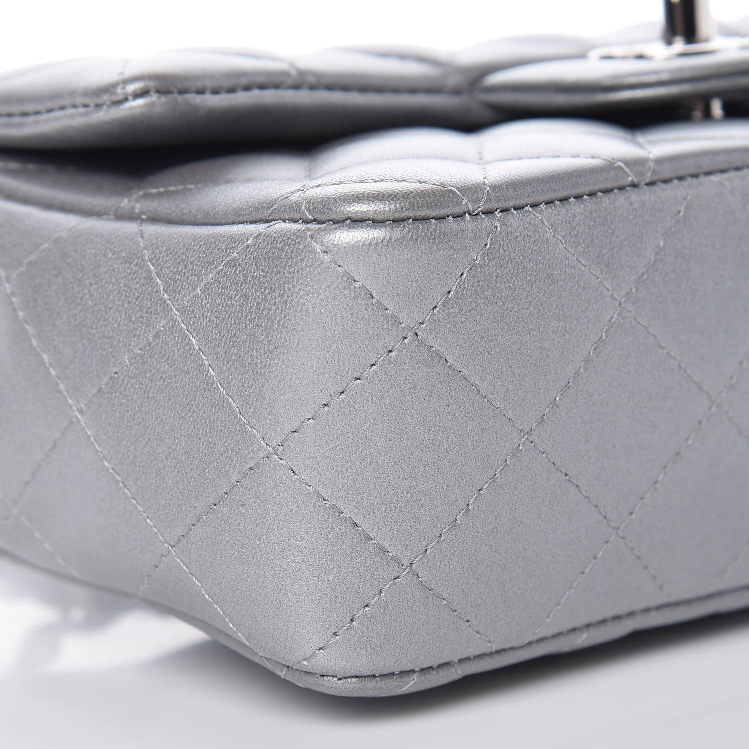 Chanel Metallic Lambskin Quilted Mini Rectangular Flap Silver 11 of 12
