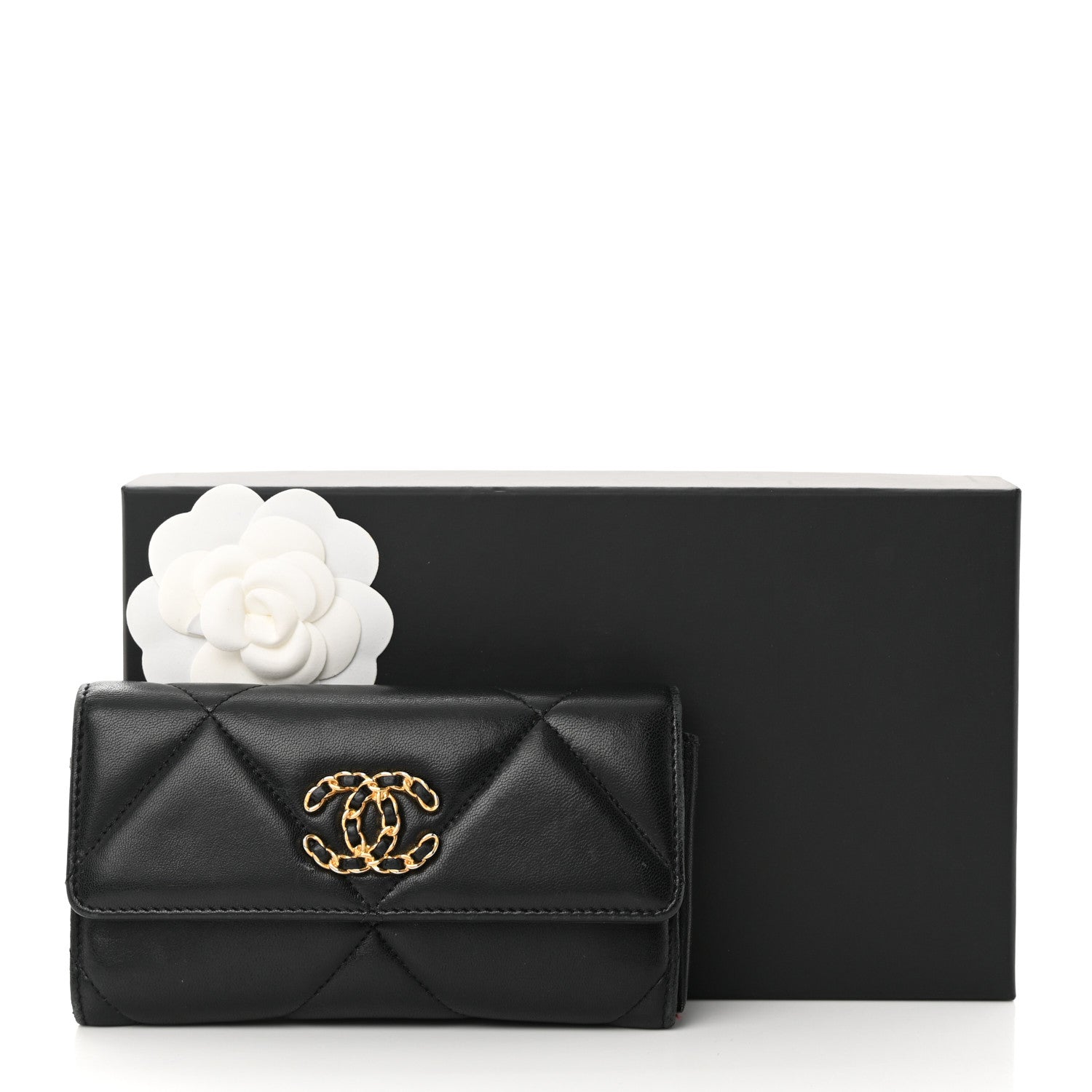 Chanel Lambskin Quilted Chanel 19 Flap Wallet Black 18 of 18