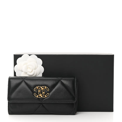Chanel Lambskin Quilted Chanel 19 Flap Wallet Black 18 of 18