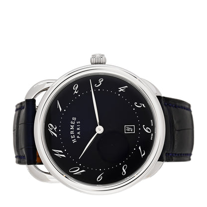 Hermes Stainless Steel Alligator 40mm Arceau Quartz Watch Bleu Abysse 2 of 6