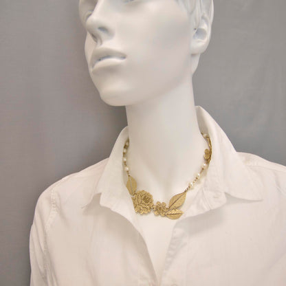 Chanel Gold Camellia Pearl Necklace 2 of 5