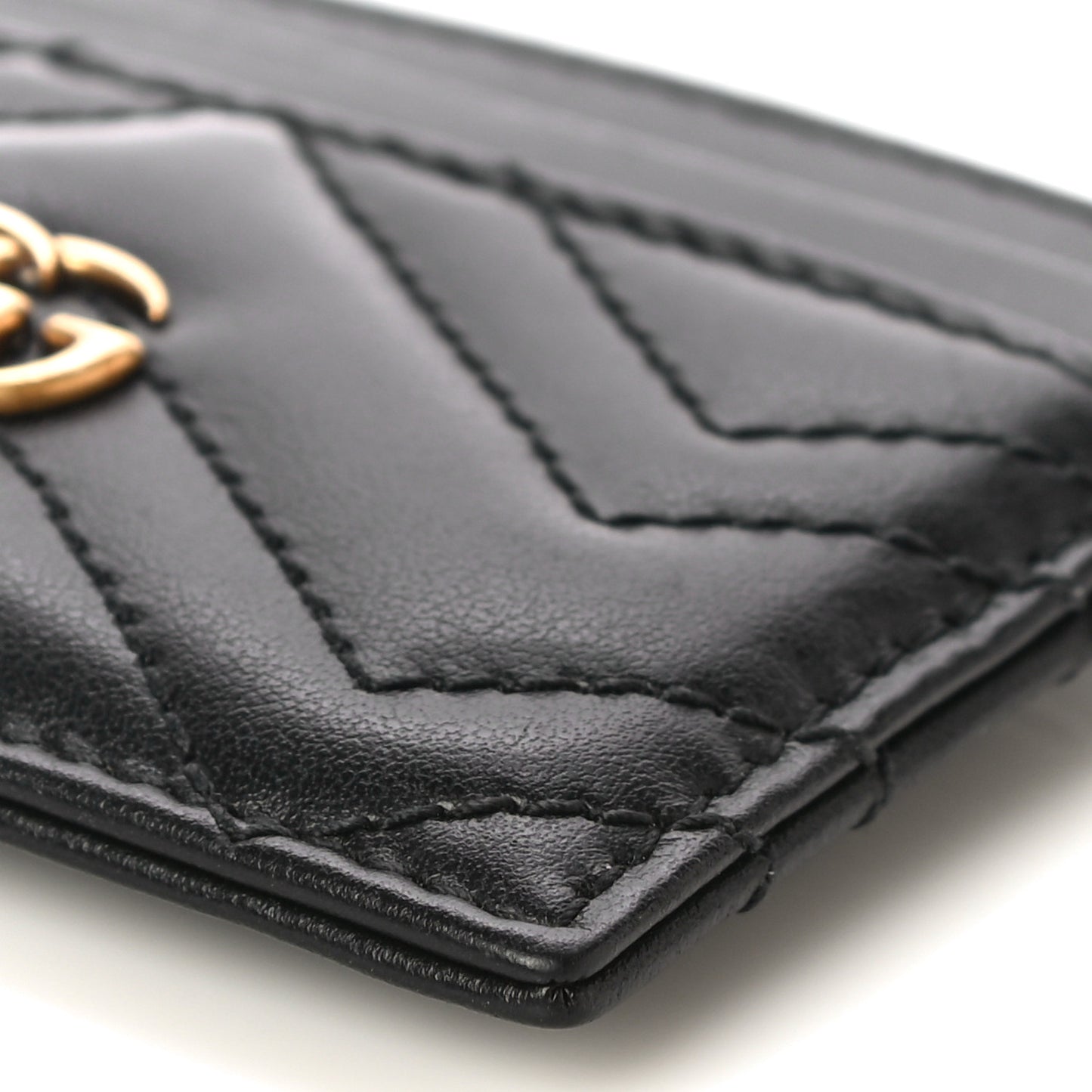 Calfskin Matelasse GG Marmont Card Holder Black