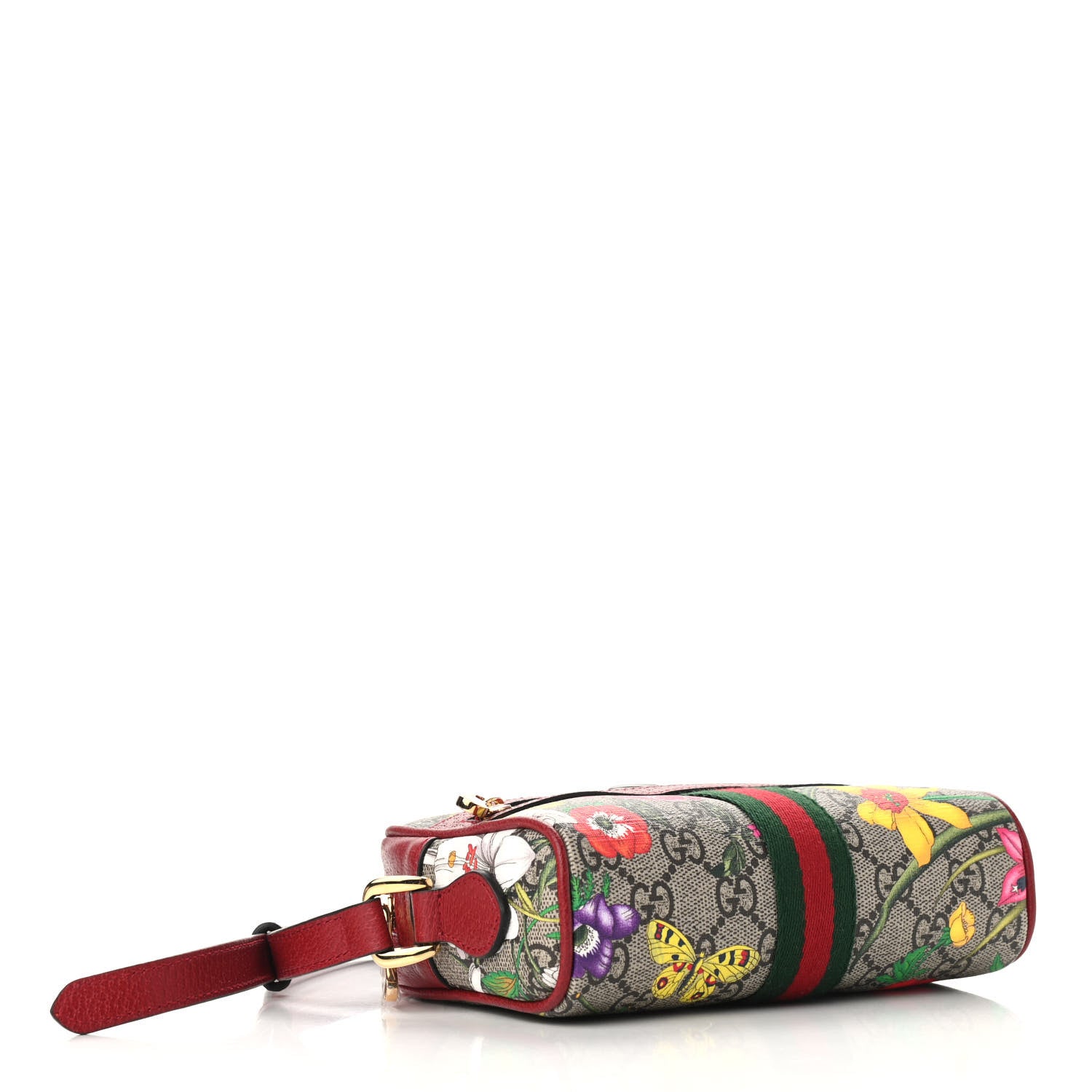 Gucci GG Supreme Monogram Flora Web Mini Ophidia Shoulder Bag Red 4 of 9