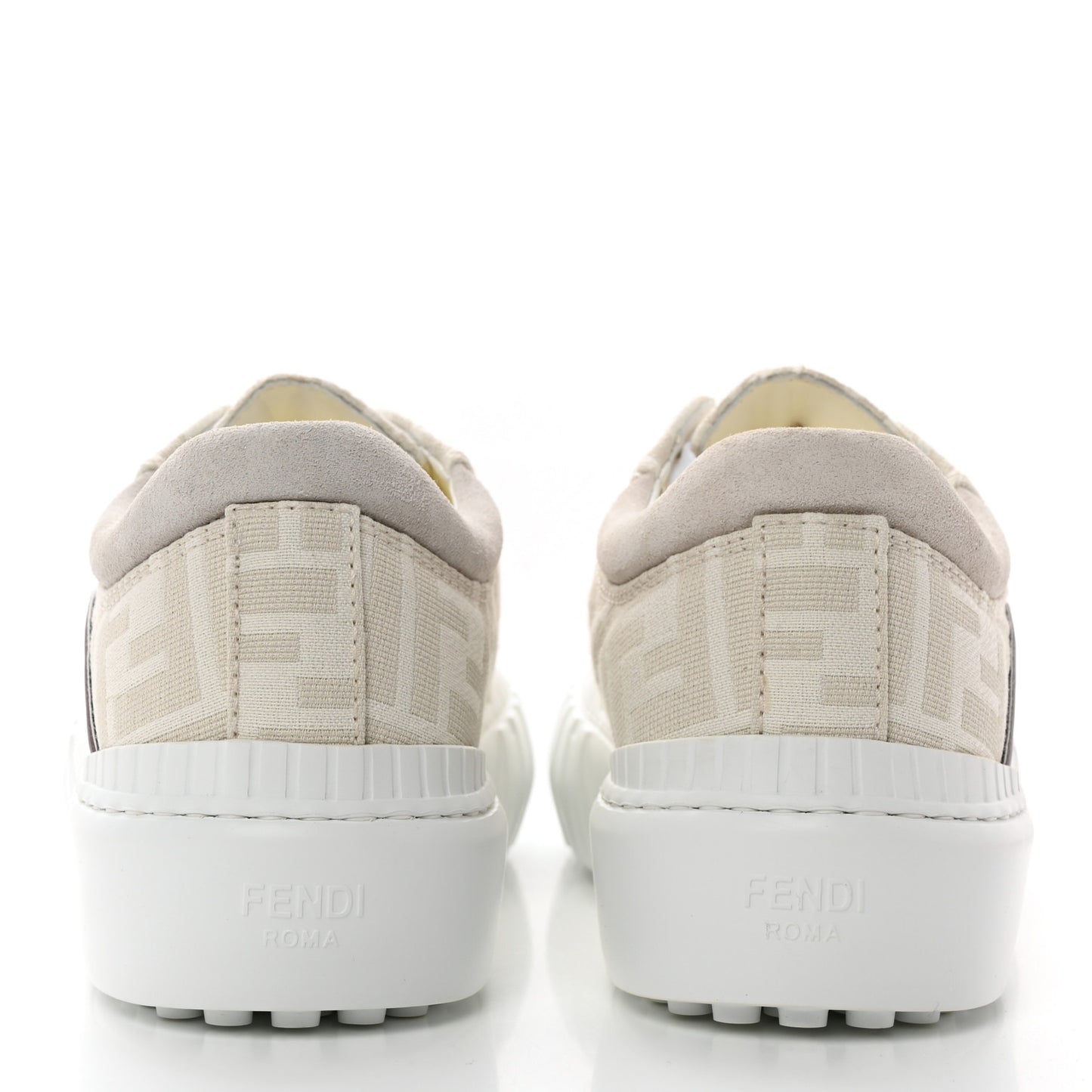 Fabric Jacquard FF Rainbow Womens Fendi Force Low-Top Sneakers 37 Avorio