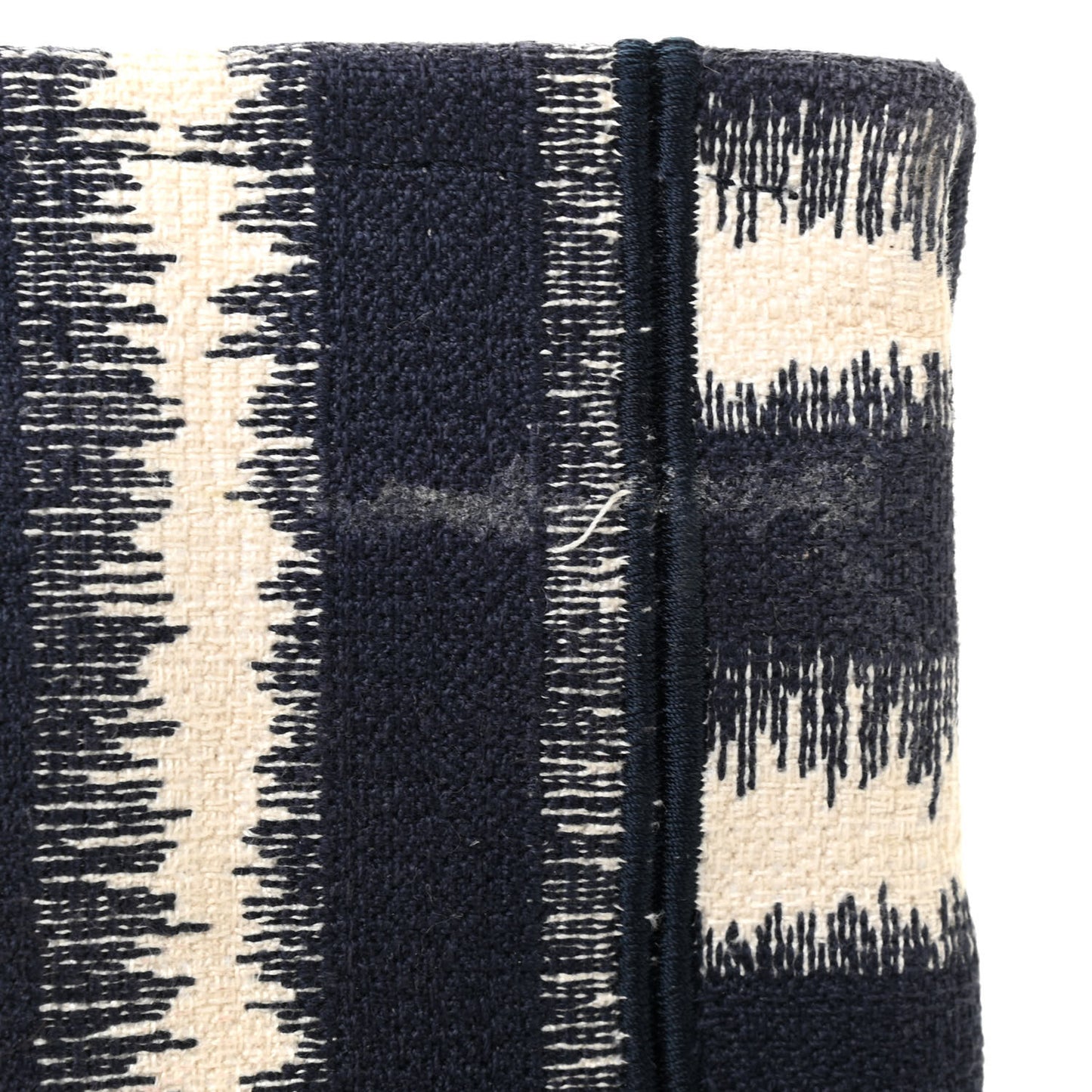 Canvas Embroidered Large Striped Book Tote Navy