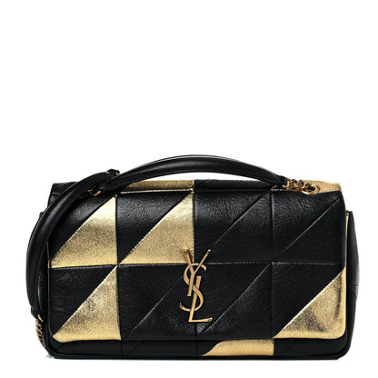 Saint Laurent Metallic Lambskin Calfskin Patchwork Monogram Medium Jamie Black Gold 1 of 10