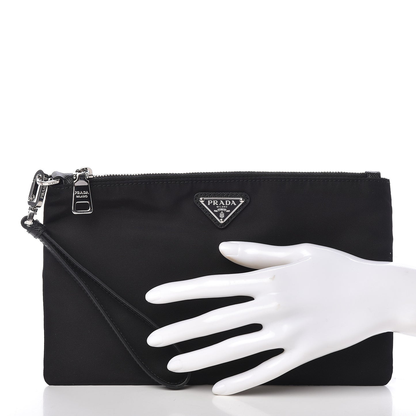 Tessuto Nylon Saffiano Wristlet Black