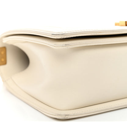 Chanel Caviar Suede Calfskin Chevron Medium Boy Flap White 9 of 12