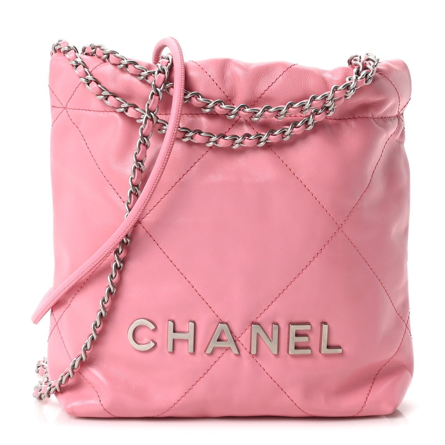 Shiny Calfskin Quilted Mini Chanel 22 Pink