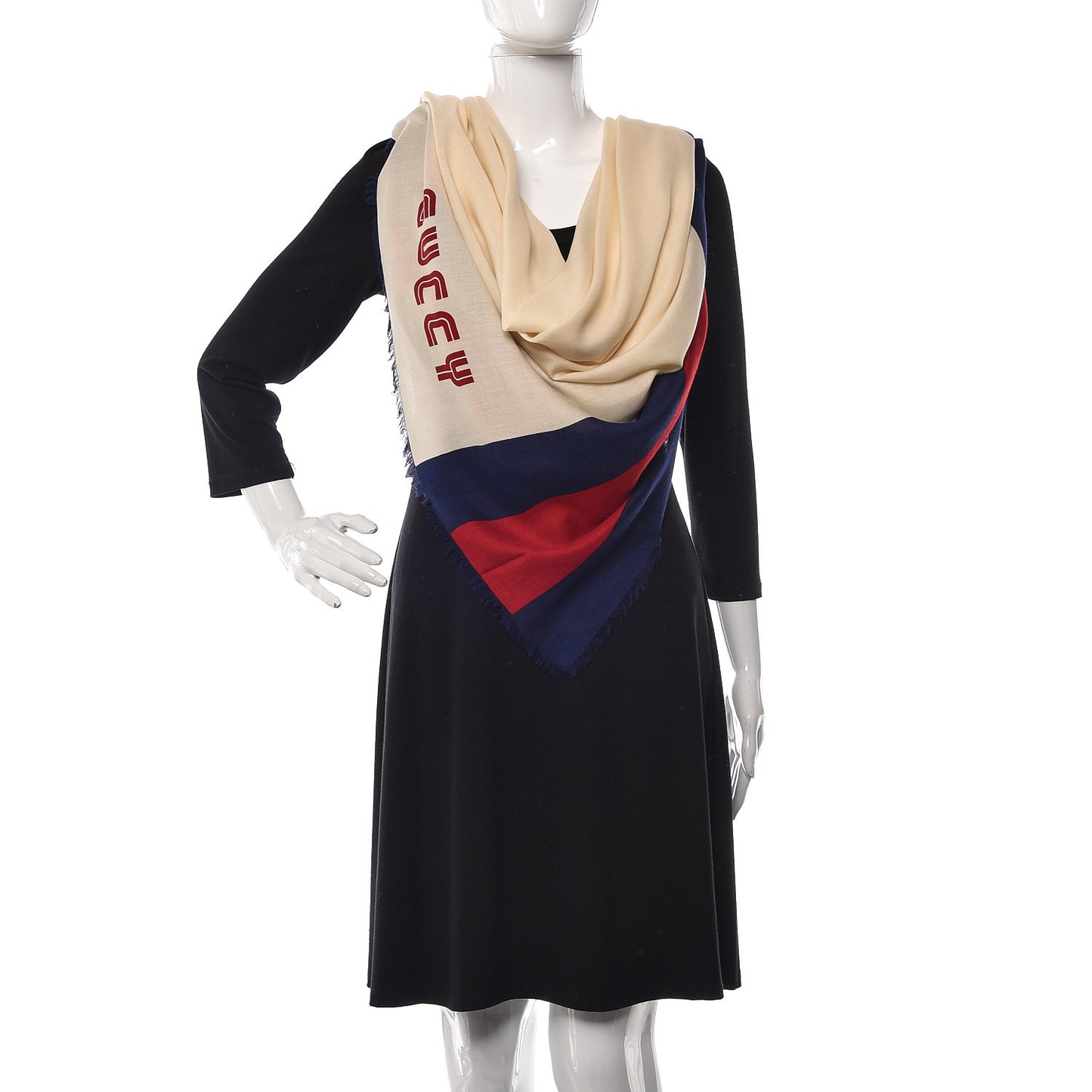 X SEGA Silk Modal Web GUCCY Scarf Ivory Blue Red