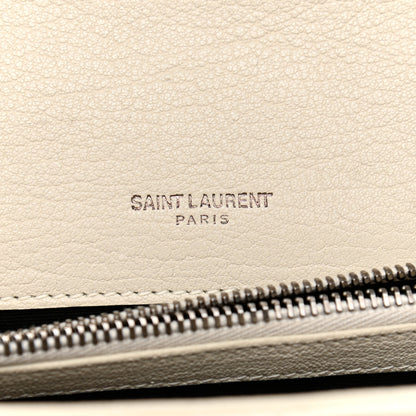 Saint Laurent Sheepskin Matelasse Chevron Monogram Medium College Bag Dove White 6 of 10
